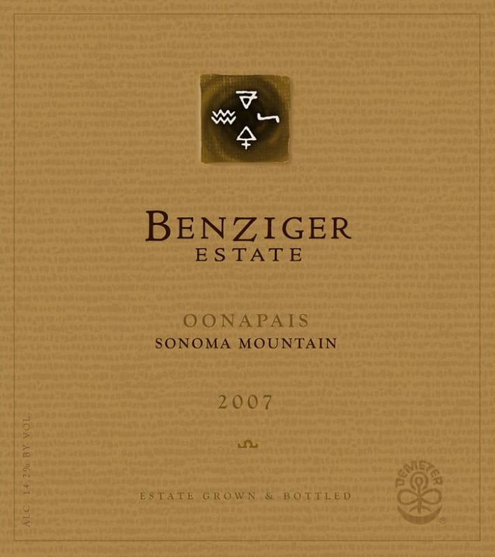 Benziger Oonapias Red 2007 Front Label