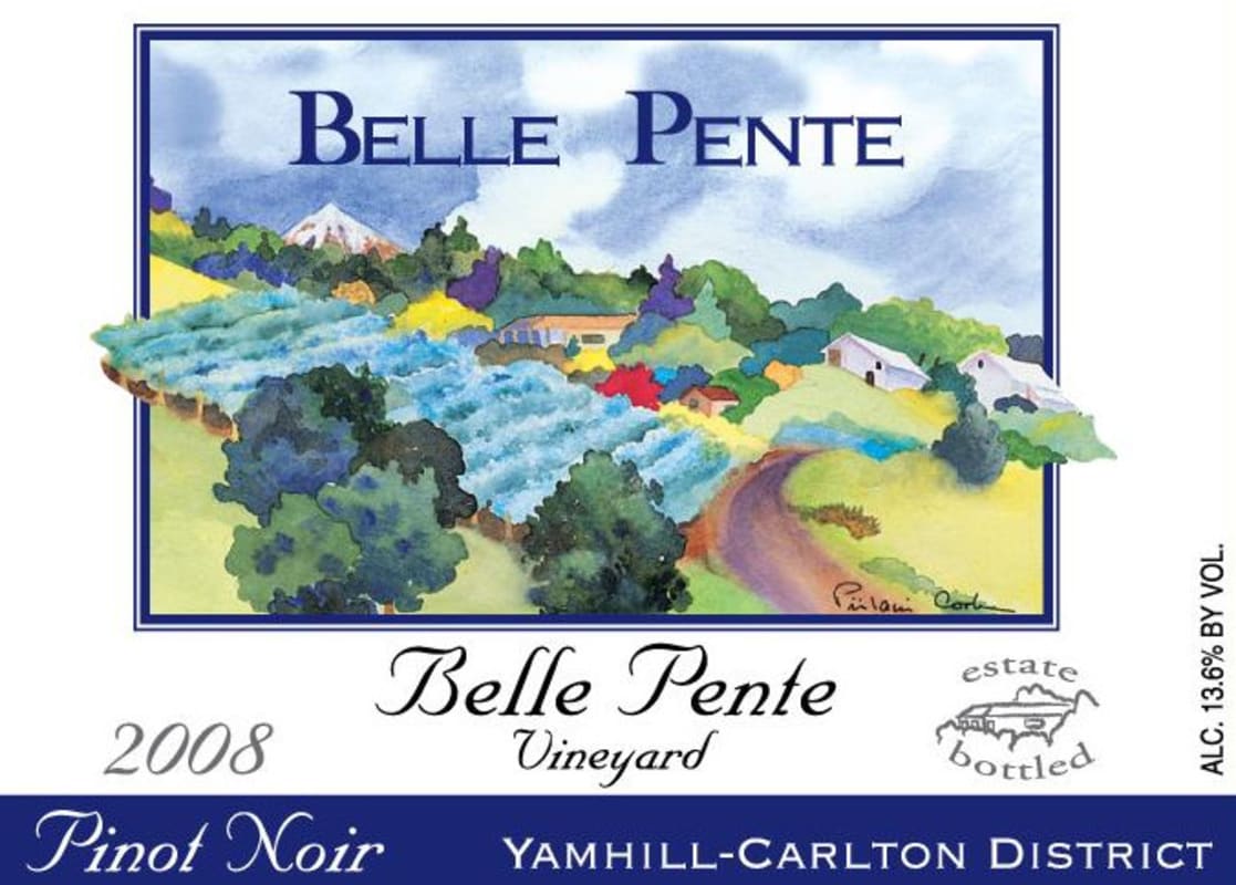 Belle Pente Vineyard Pinot Noir 2008 Front Label