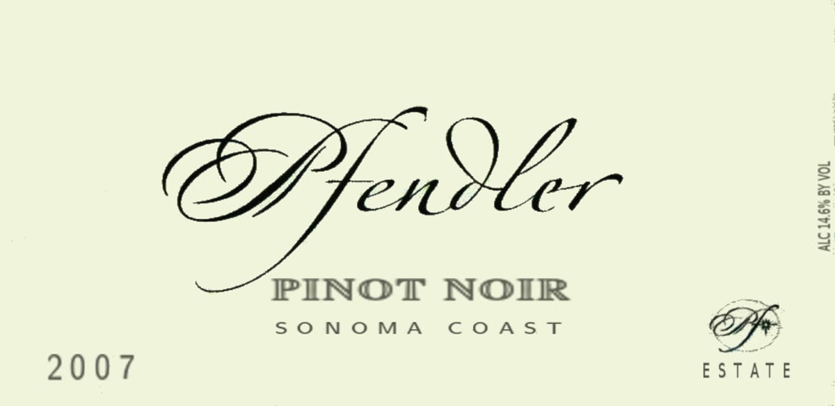 Pfendler Pinot Noir 2007 Front Label