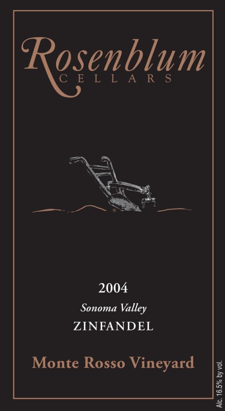 Rosenblum Cellars Monte Rosso Zinfandel 2004 Front Label
