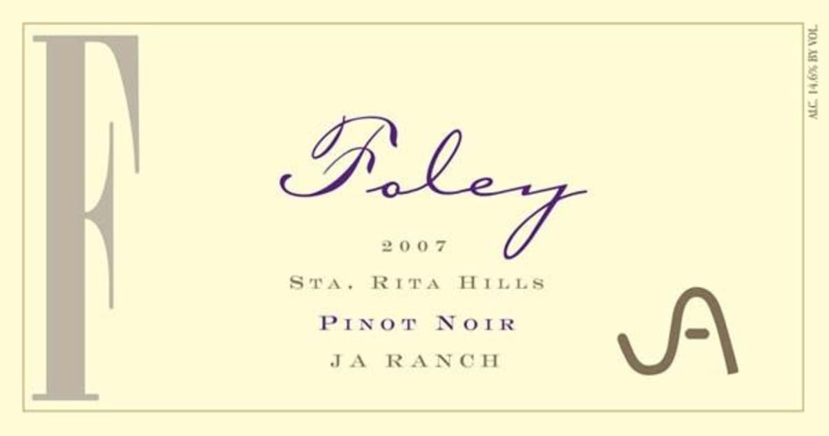 Foley Estate Winery JA Ranch Pinot Noir 2007 Front Label