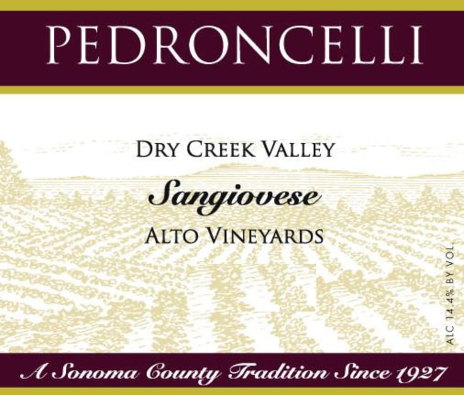 Pedroncelli Alto Vineyard Sangiovese 2008 Front Label