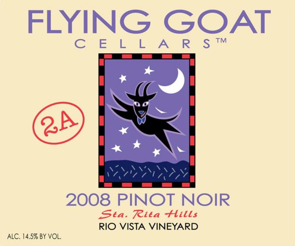 Flying Goat Cellars Rio Vista Vineyard Clone 2A Pinot Noir 2008 Front Label
