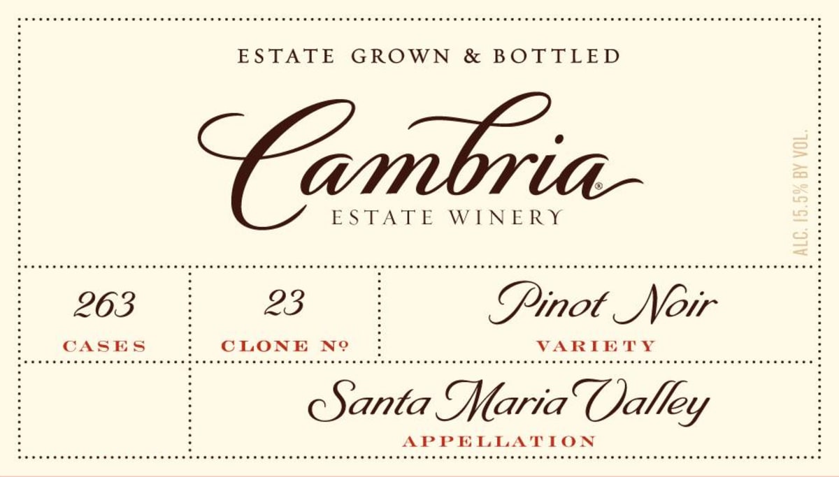 Cambria Clone No 23 Pinot Noir 2011 Front Label