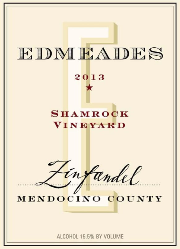 Edmeades Shamrock Vineyard Zinfandel 2013 Front Label
