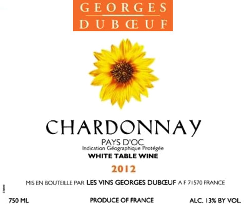 Duboeuf Chardonnay 2012 Front Label
