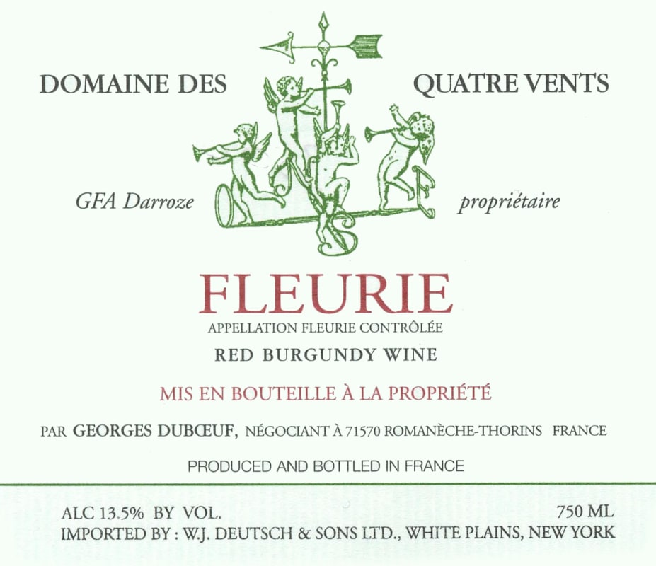 Duboeuf Fleurie Domaine des Quatre Vents 2004 Front Label