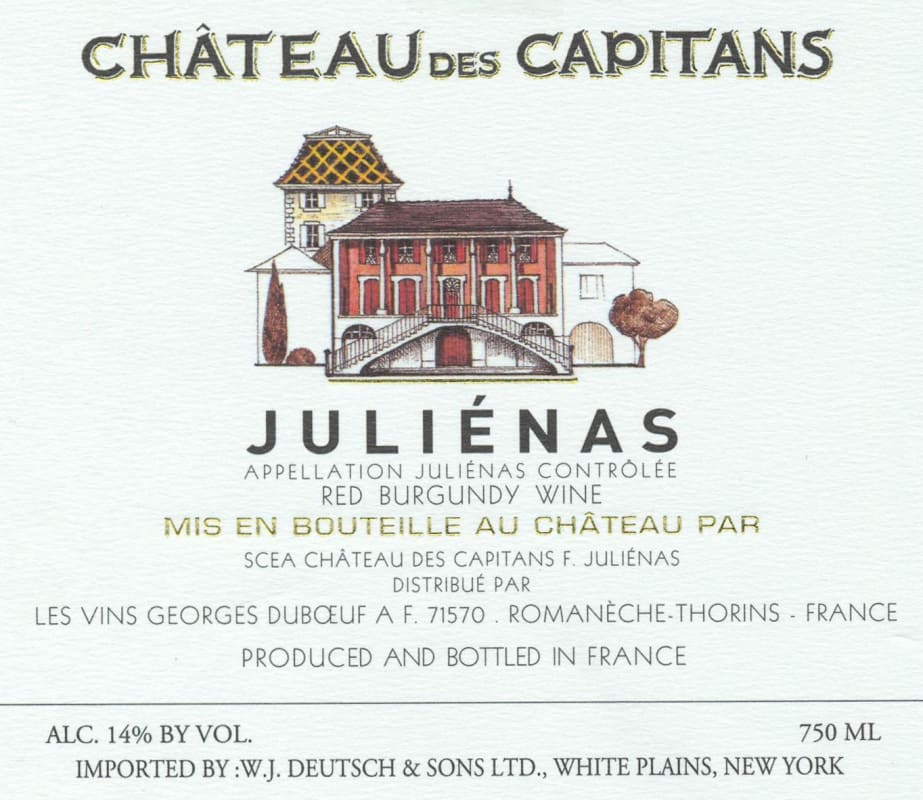 Duboeuf Julienas Chateau des Capitans 2012 Front Label