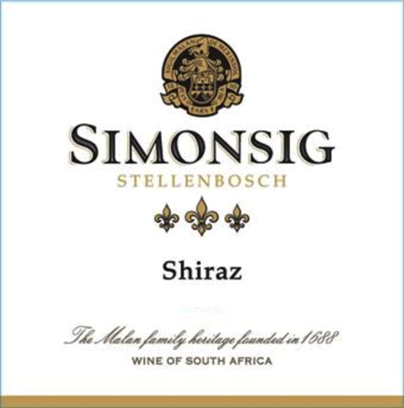 Simonsig Shiraz 2012 Front Label