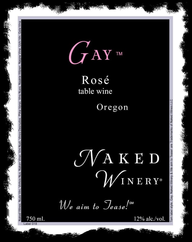 Naked Winery Gay Rose 2014 Front Label
