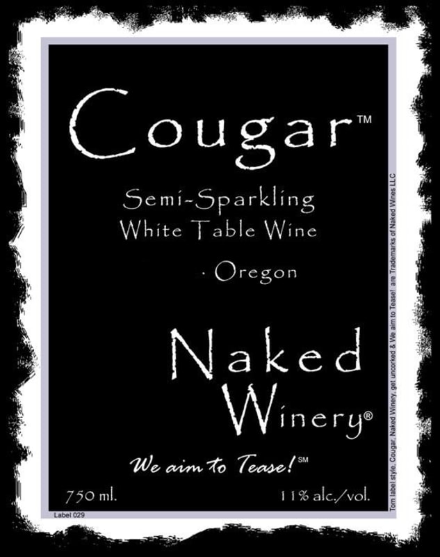 Naked Winery Cougar Semi Sparkling 2015 Front Label