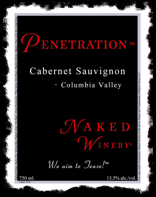 Naked Winery Penetration Cabernet Sauvignon 2014 Front Label
