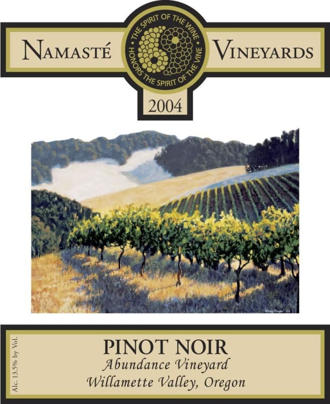 Namaste Vineyards Abundance Vineyard Pinot Noir 2004 Front Label