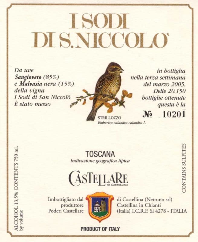 Castellare I Sodi di San Niccolo 2012 Front Label