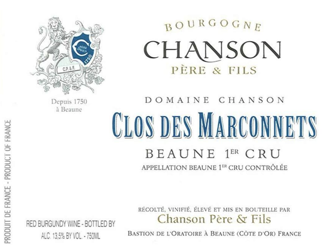 Domaine Chanson Clos des Marconnets 2012 Front Label
