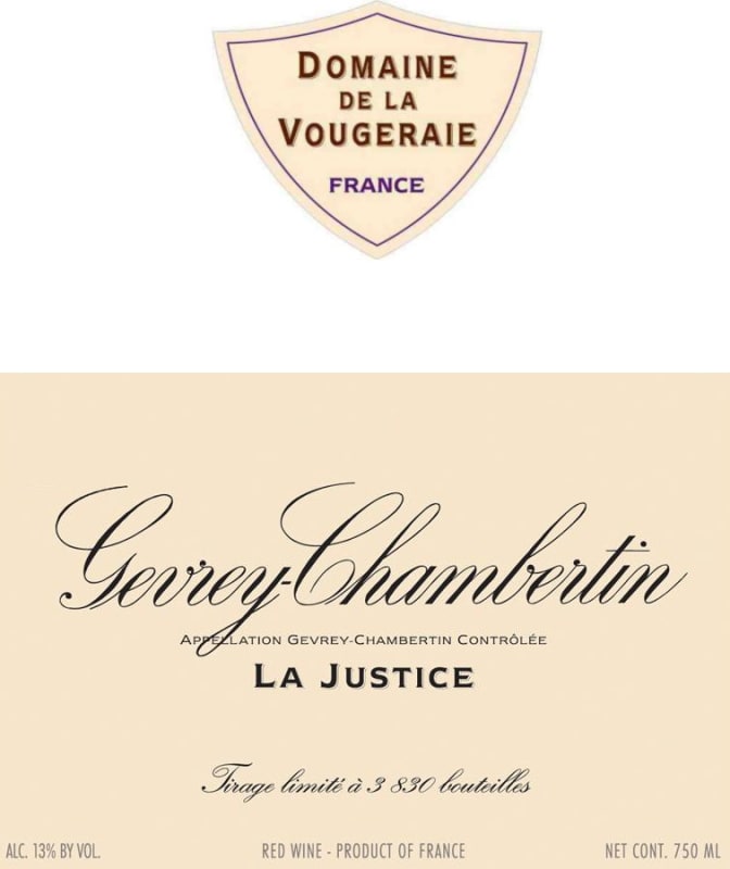 Domaine de la Vougeraie Gevrey-Chambertin La Justice 2012 Front Label