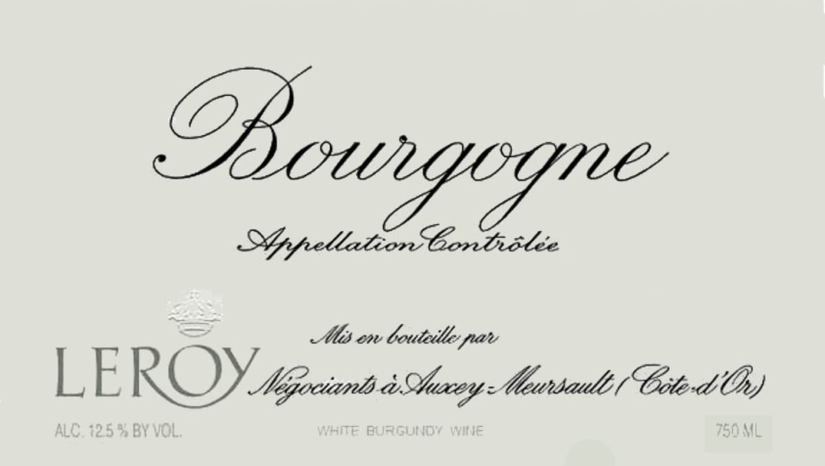 Maison Leroy Bourgogne Blanc 2012 Front Label