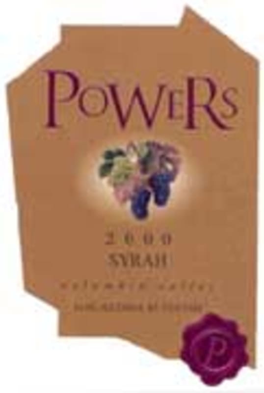 Powers Syrah 2000 Front Label