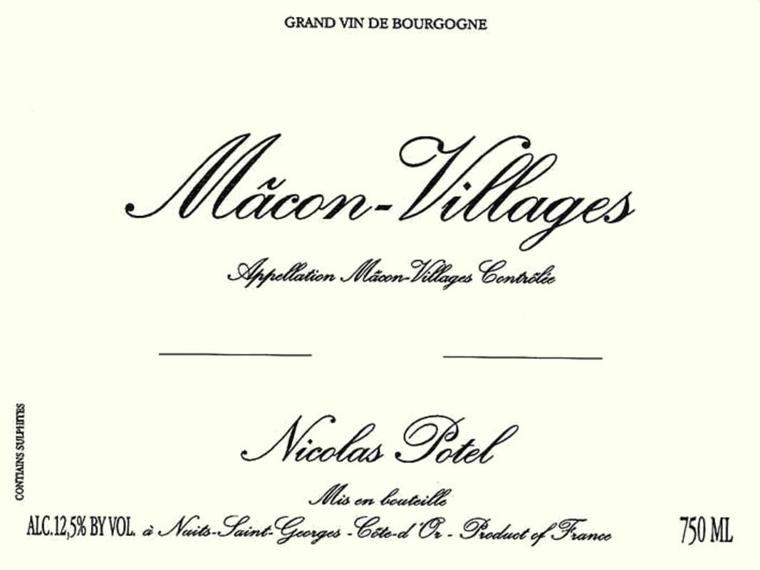 Nicolas Potel Macon-Villages 2012 Front Label