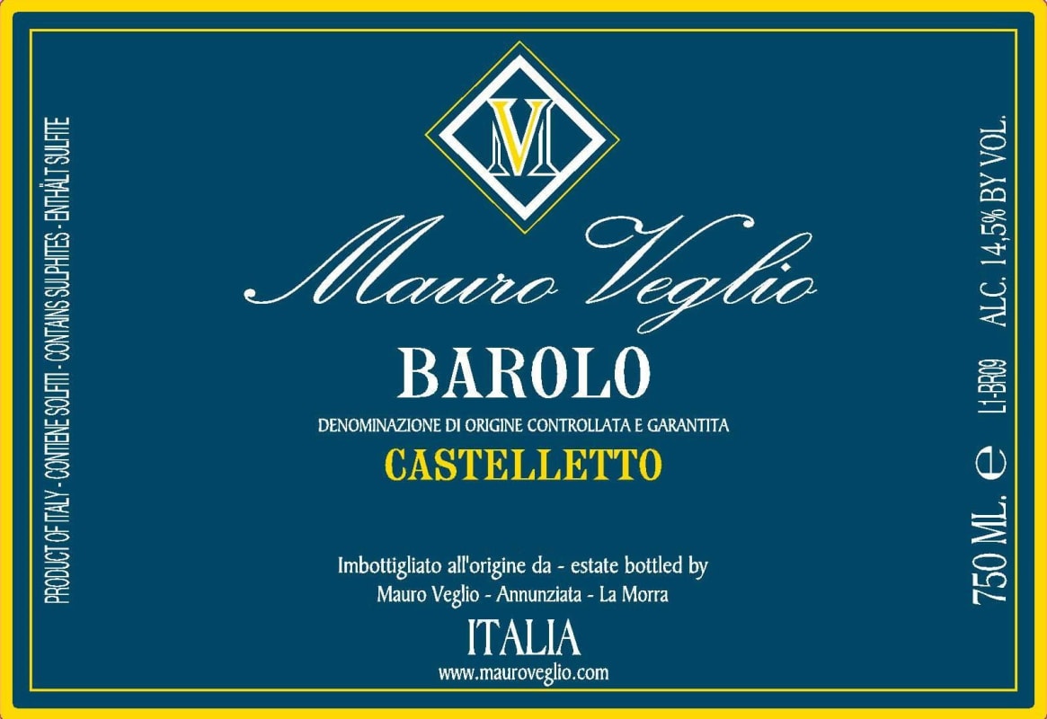 Mauro Veglio Barolo Castelletto 2012 Front Label