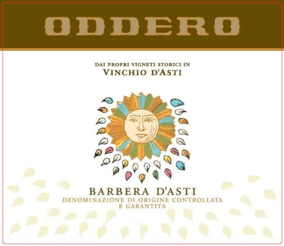 Oddero Barbera d'Asti Vinchio 2012 Front Label