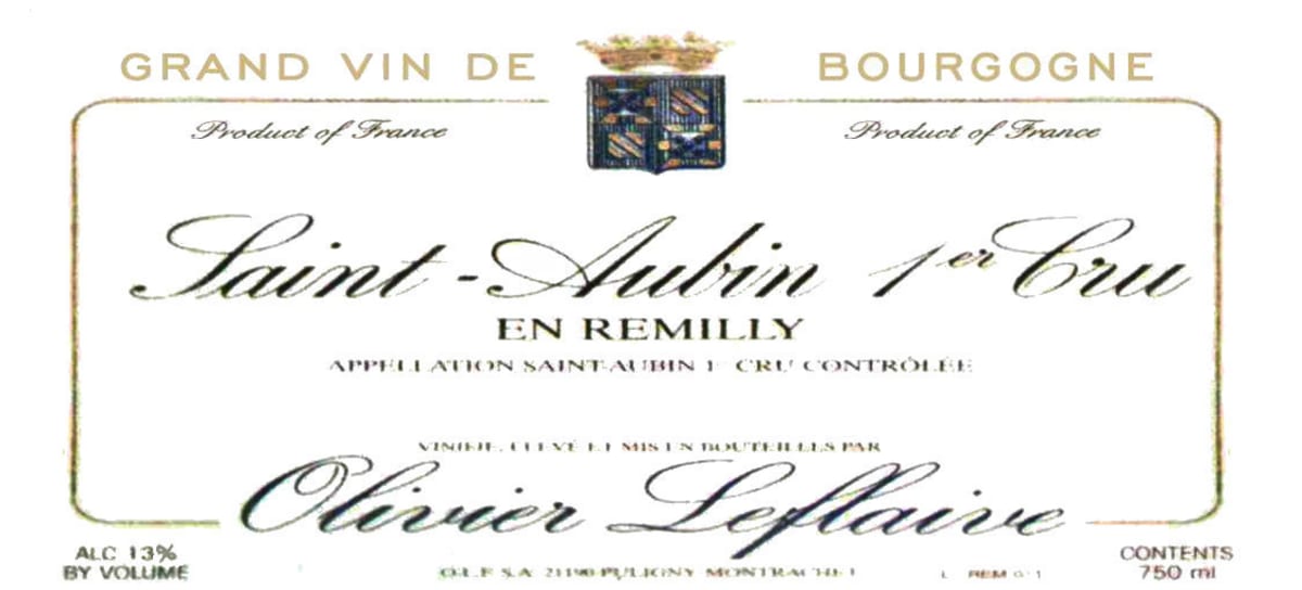 Olivier Leflaive Saint-Aubin En Remilly Premier Cru 2012 Front Label