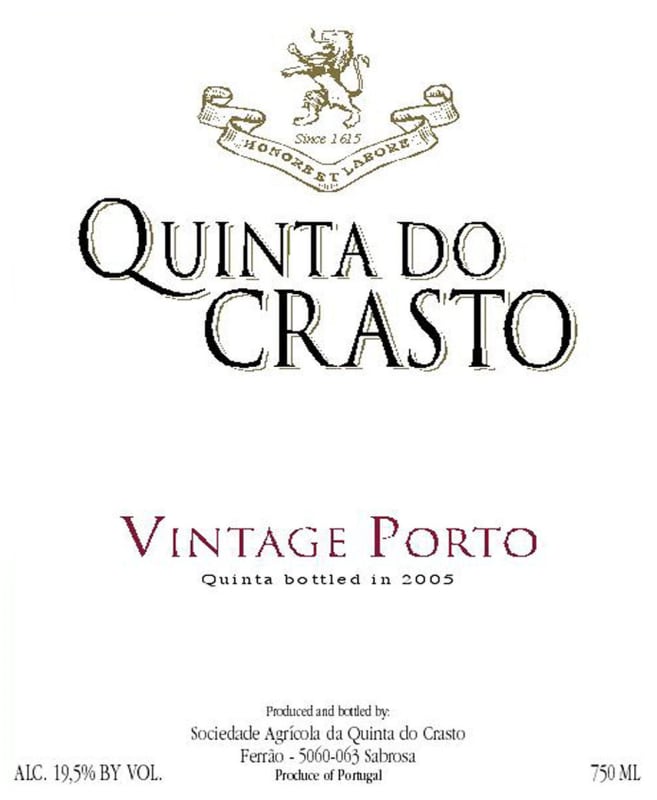 Quinta do Crasto Vintage Port 2012 Front Label