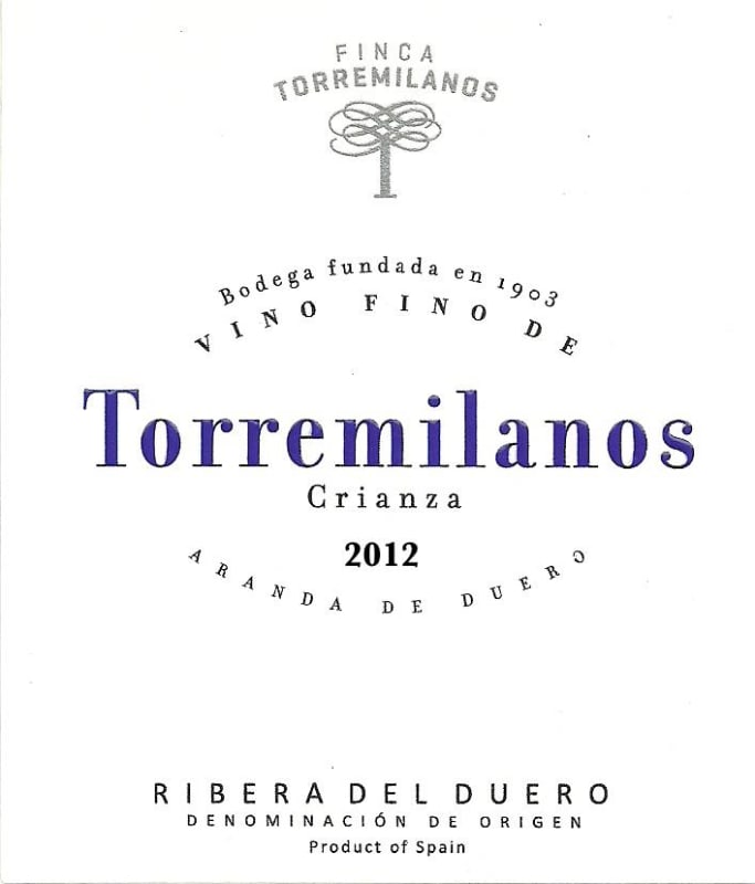 Penalba Lopez Ribera del Duero Crianza Torremilanos 2012 Front Label
