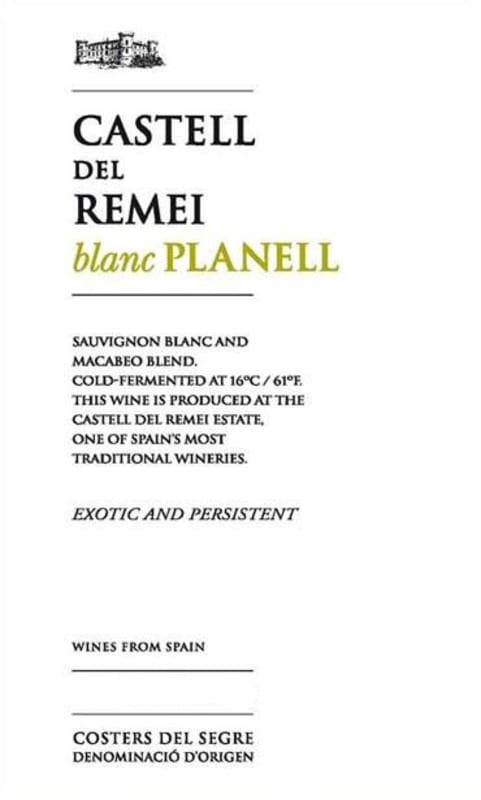 Castell del Remei Planell Blanc 2012 Front Label
