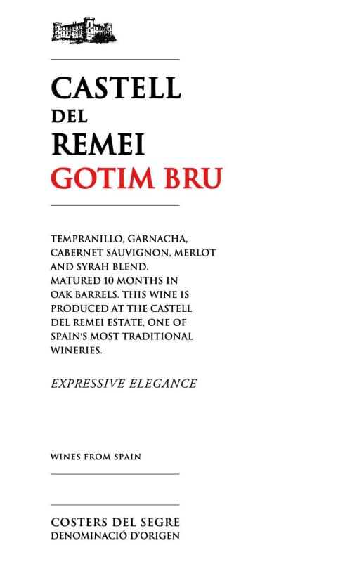 Castell del Remei Gotim Bru 2012 Front Label