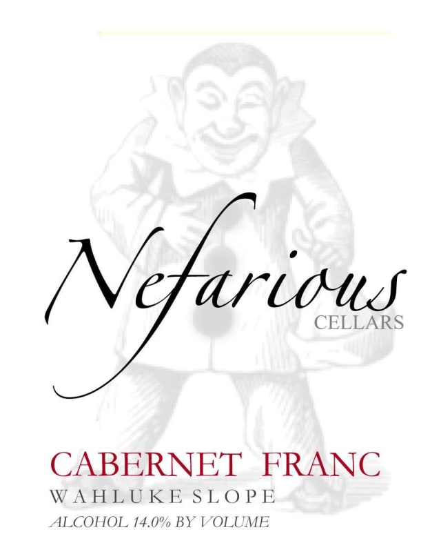 Nefarious Cellars Cabernet Franc 2012 Front Label