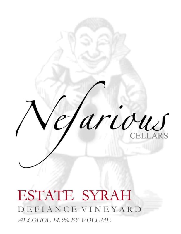 Nefarious Cellars Defiance Vineyard Estate Syrah 2009 Front Label