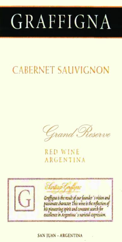 Graffigna Grand Reserve Cabernet Sauvignon 2012 Front Label