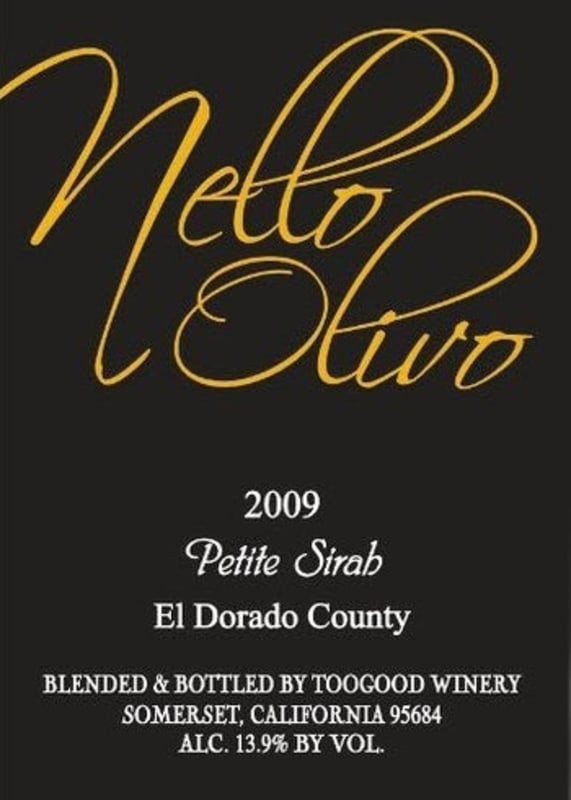 Nello Olivo Petite Sirah 2009 Front Label