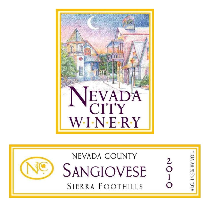 Nevada City Winery Sangiovese 2010 Front Label