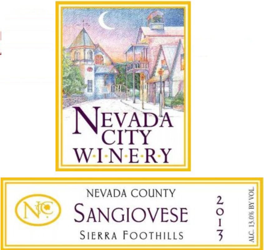 Nevada City Winery Sangiovese 2013 Front Label