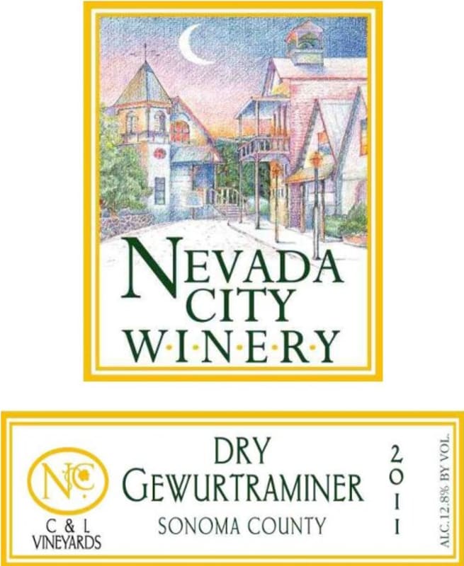 Nevada City Winery Dry Style Gewurztraminer 2011 Front Label