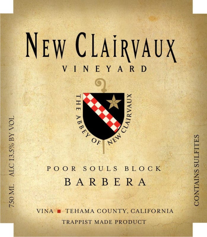 New Clairvaux Vineyard Poor Souls Block Barbera 2012 Front Label