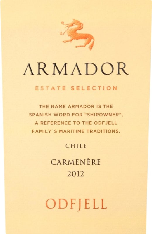 Odfjell Armador Carmenere 2012 Front Label