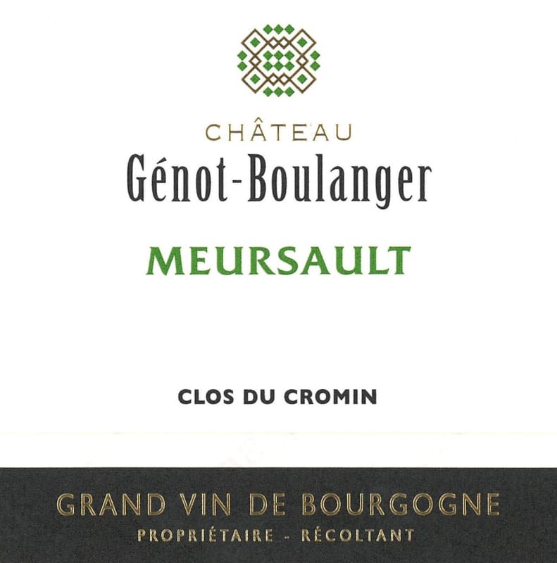 Domaine Genot-Boulanger Meursault Clos du Cromin 2012 Front Label