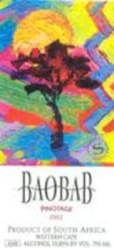 Baobab Pinotage 2001 Front Label