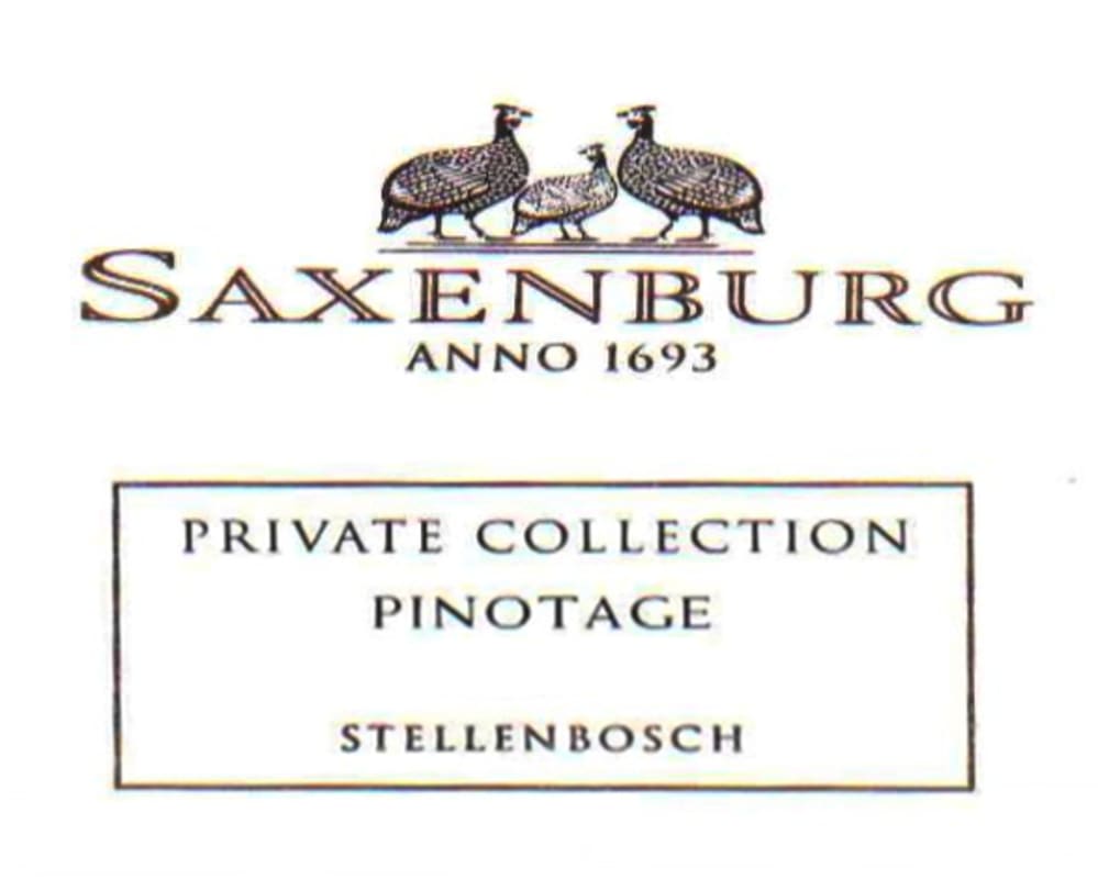 Saxenburg Private Collection Pinotage 2012 Front Label