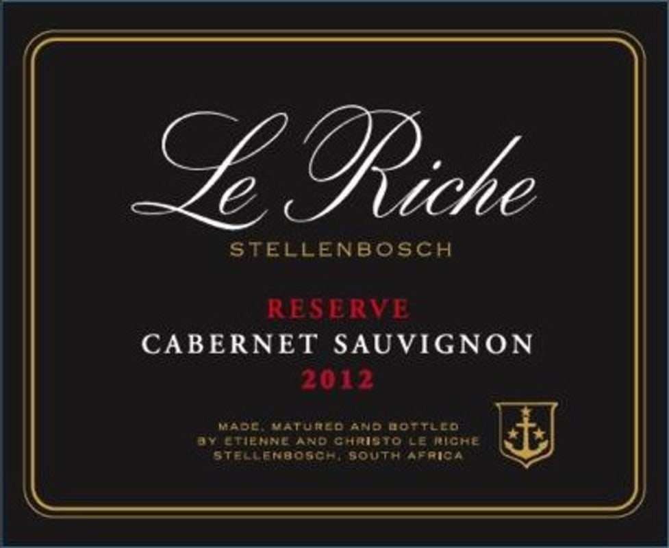 Le Riche Cabernet Sauvignon Reserve 2012 Front Label