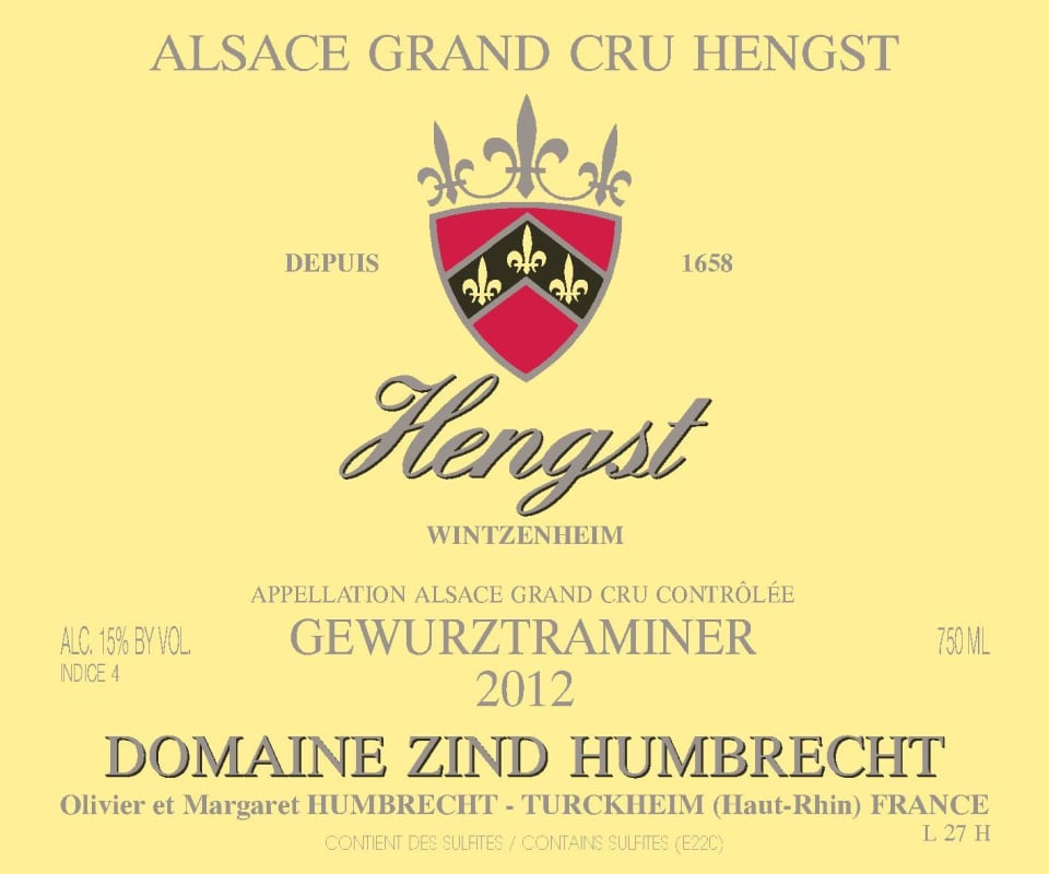 Zind-Humbrecht Hengst Gewurztraminer 2012 Front Label