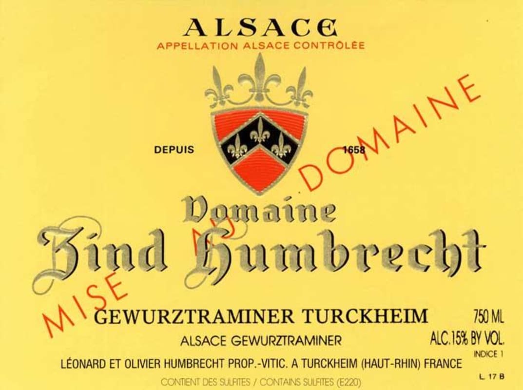 Zind-Humbrecht Turckheim Gewurztraminer 2012 Front Label
