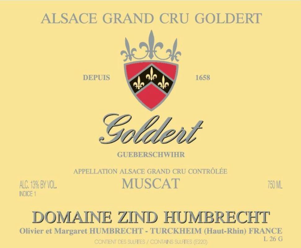 Zind-Humbrecht Goldert Muscat 2012 Front Label