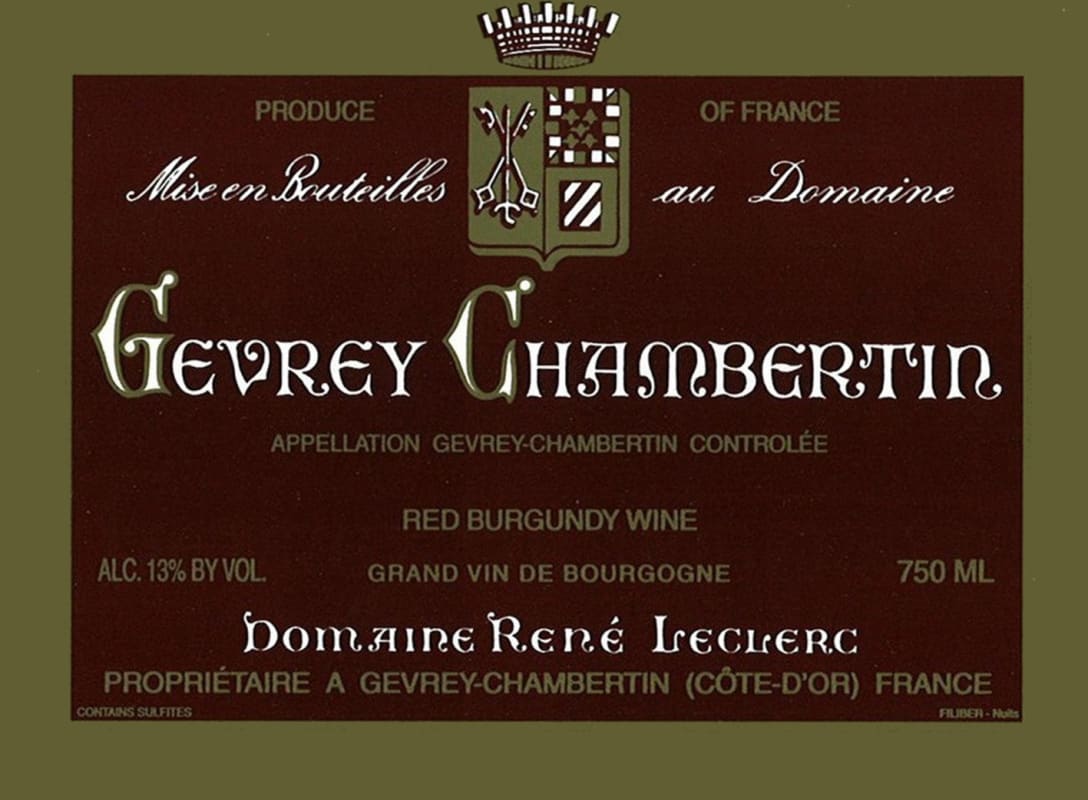 Rene Leclerc Gevrey Chambertin A.C. 2012 Front Label