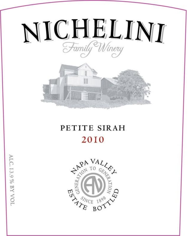 Nichelini Family Winery Petite Sirah 2010 Front Label