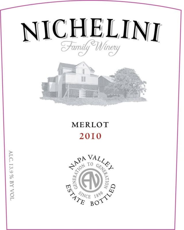 Nichelini Family Winery Merlot 2010 Front Label