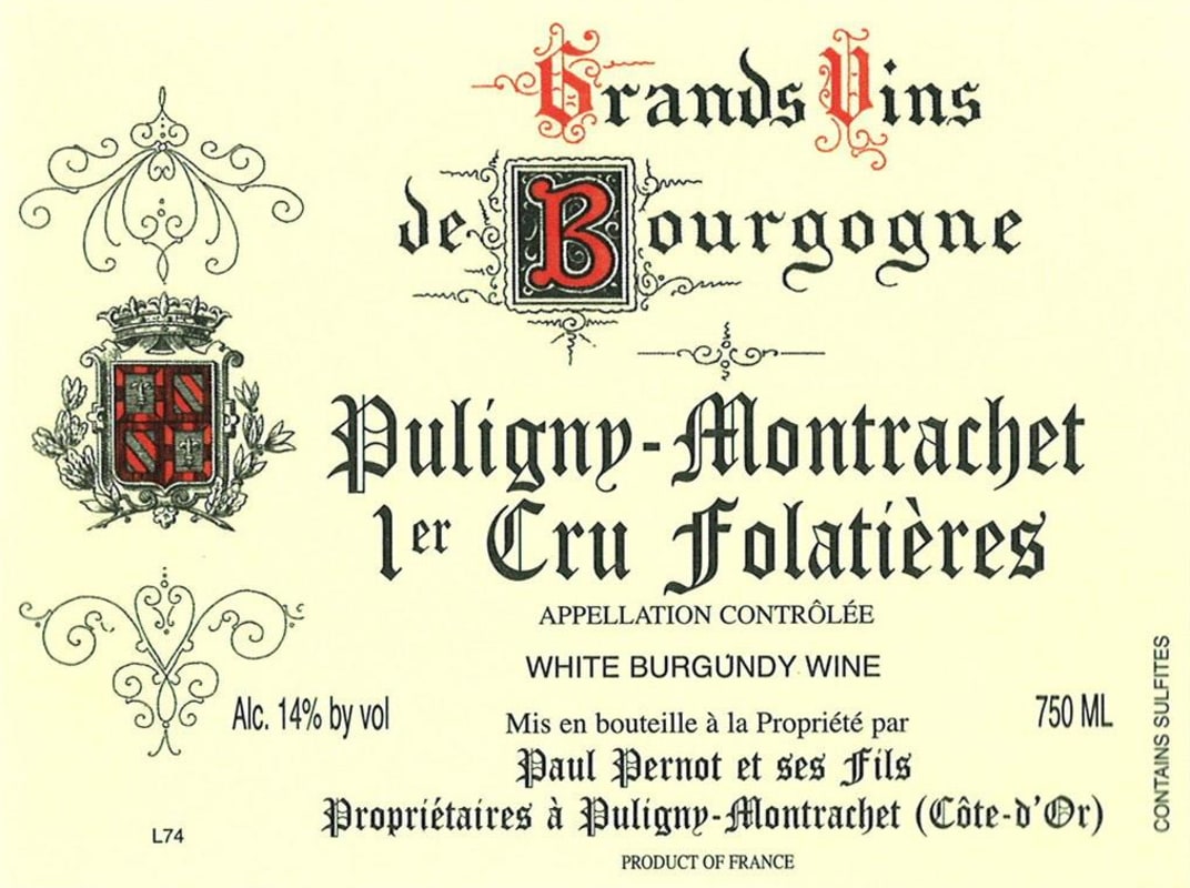 Paul Pernot Puligny-Montrachet Folatieres 2012 Front Label